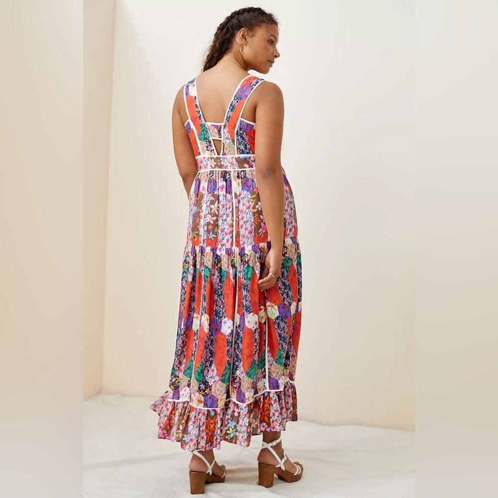 Anthropologie Square Neck Maxi Dress Size 12 - Picture 6 of 13